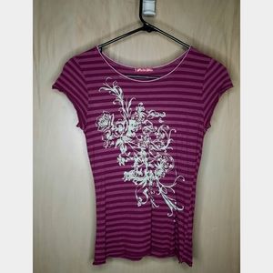 Peachy Keen Floral Striped Shirt